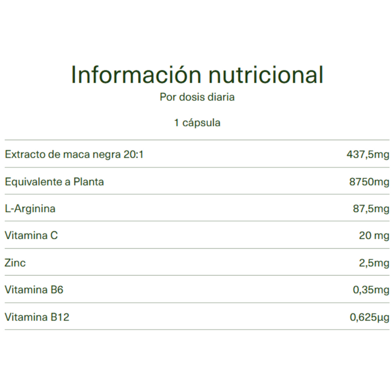 Revitaliza tu Energía y Deseo Sexual con Maca Negra - 100 cápsulas