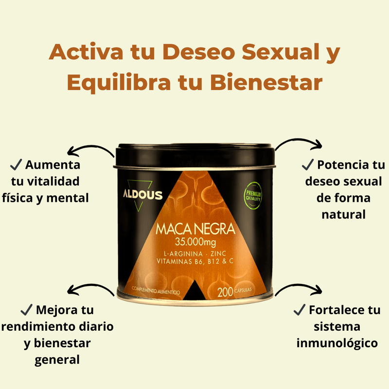 Revitaliza tu Energía y Deseo Sexual con Maca Negra - 100 cápsulas